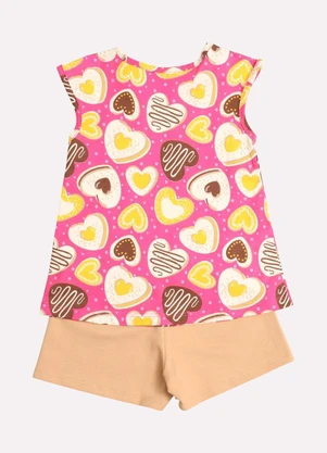Kyly - Conjunto Infantil Menina Coração Rosa - KYLY