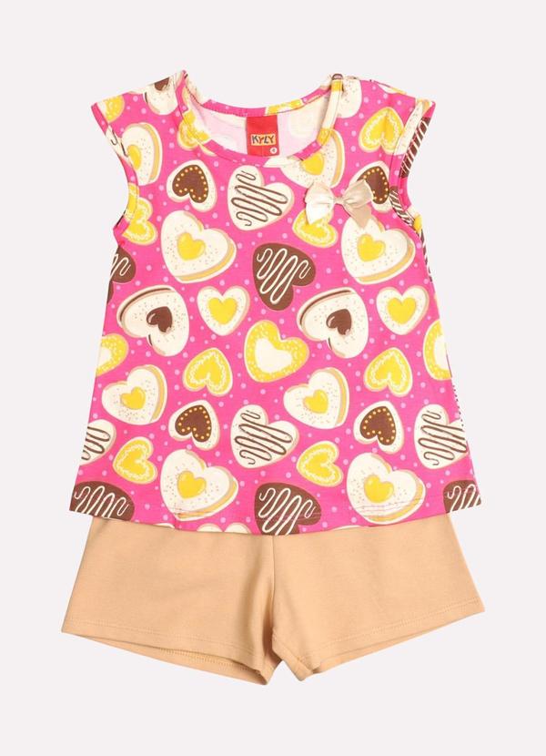 Kyly - Conjunto Infantil Menina Coração Rosa