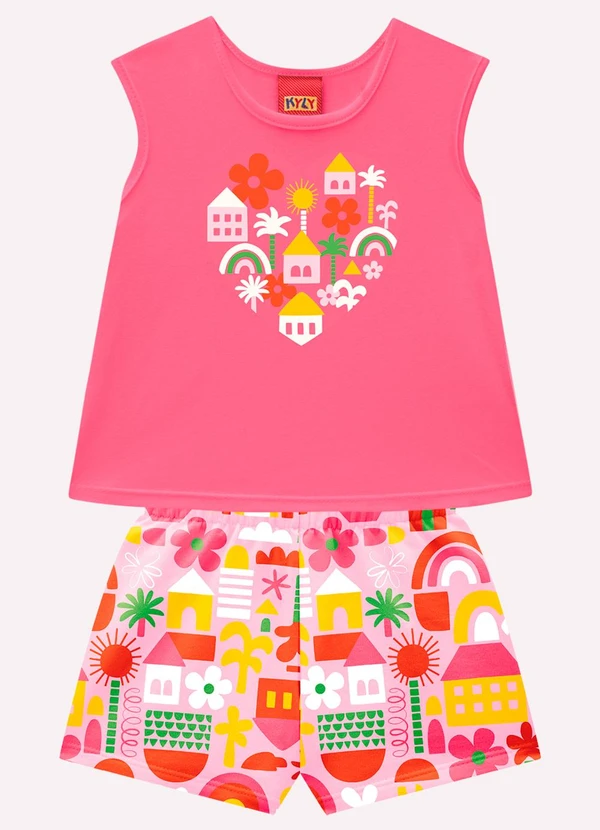 Kyly - Conjunto Infantil Menina Coração Rosa