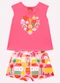 Kyly - Conjunto Infantil Menina Coração Branco - variação: Rosa