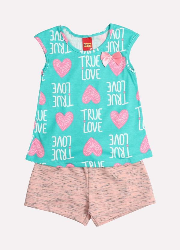 Kyly - Conjunto Infantil Menina Coração Verde