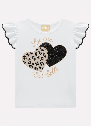 Milon - Conjunto Infantil Menina Corações Branco - MILON