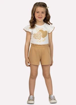 Milon - Conjunto Infantil Menina Corações Branco - MILON