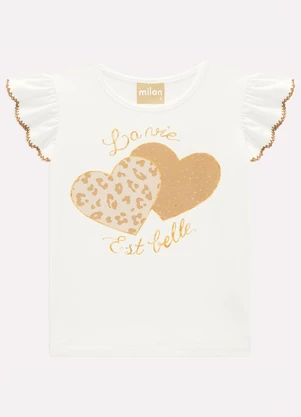 Milon - Conjunto Infantil Menina Corações Branco - MILON