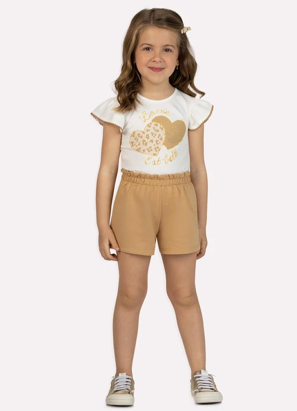 Milon - Conjunto Infantil Menina Corações Branco