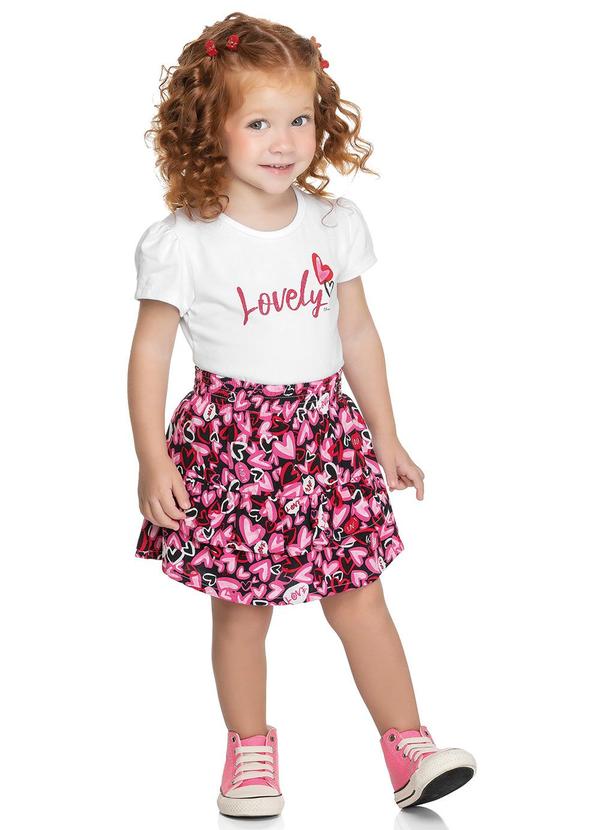 Elian - Conjunto Infantil Menina Corações Lovely Branco