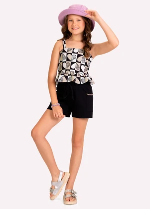 Kyly - Conjunto Infantil Menina Corações Preto - KYLY