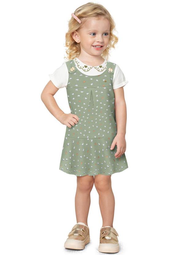 Milon - Conjunto Infantil Menina Corações  Verde