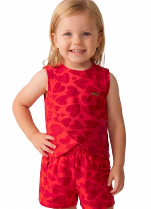 Colorittá - Conjunto Infantil Menina Corações Vermelho - COLORITTÁ