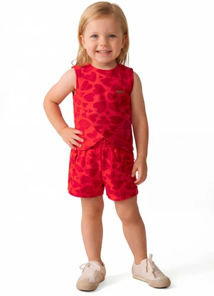 Colorittá - Conjunto Infantil Menina Corações Vermelho - COLORITTÁ