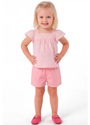 Colorittá - Conjunto Infantil Menina Cotton Floral Rosa - COLORITTÁ