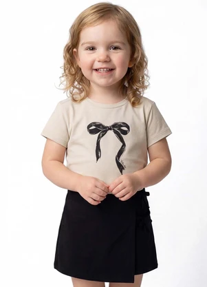 Colorittá - Conjunto Infantil Menina Cotton Laço Bege - COLORITTÁ