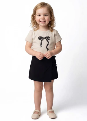 Colorittá - Conjunto Infantil Menina Cotton Laço Bege - COLORITTÁ
