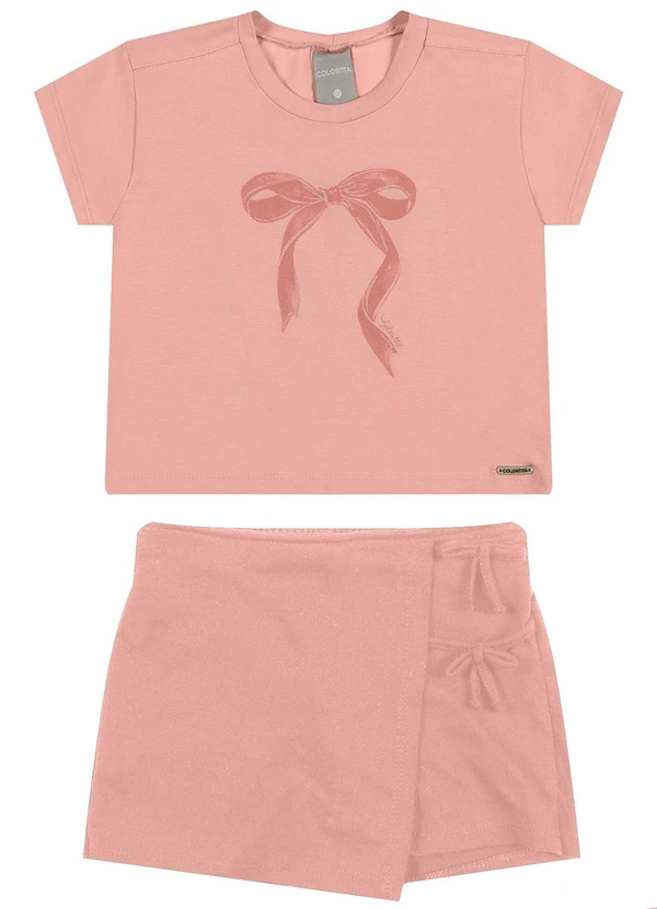 Colorittá - Conjunto Infantil Menina Cotton Laço Rosa