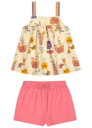 Elian - Conjunto Infantil Menina Cotton Leve Amarelo - ELIAN