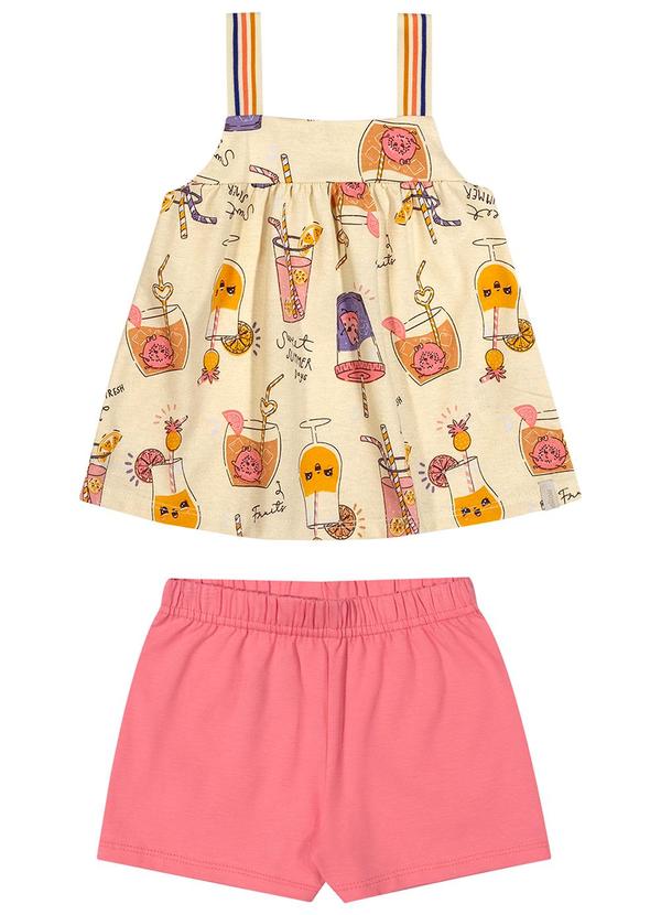 Elian - Conjunto Infantil Menina Cotton Leve Amarelo