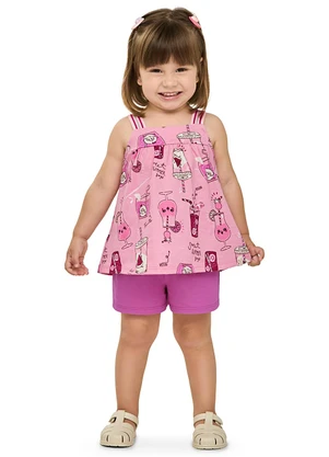 Elian - Conjunto Infantil Menina Cotton Leve Rosa - ELIAN