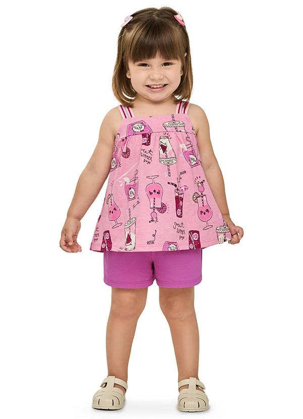 Elian - Conjunto Infantil Menina Cotton Leve Rosa