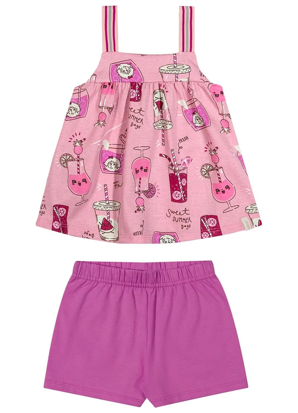 Elian - Conjunto Infantil Menina Cotton Leve Rosa 2