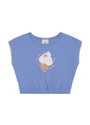 Brandili - Conjunto Infantil Menina Cropped de Sorvete Azul - BRANDILI