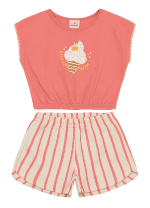 Brandili - Conjunto Infantil Menina Cropped de Sorvete Rosa - BRANDILI