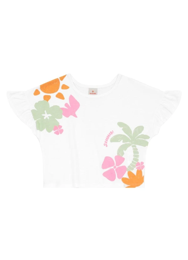 Brandili - Conjunto Infantil Menina Cropped Florido Branco 2