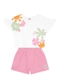 Brandili - Conjunto Infantil Menina Cropped Florido Verde - variação: Branco