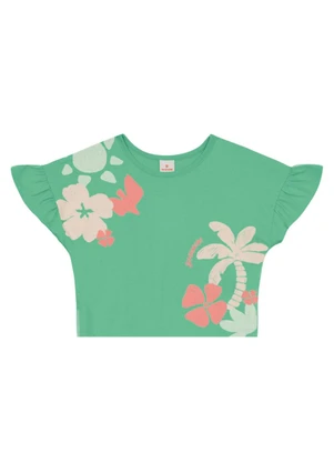 Brandili - Conjunto Infantil Menina Cropped Florido Verde - BRANDILI