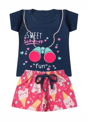 Select - Conjunto Infantil Menina Curto Interativo Azul - SELECT