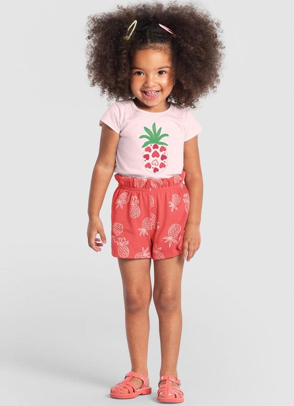 Brandili - Conjunto Infantil Menina de Abacaxi Rosa