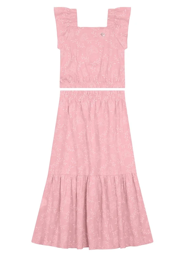 Brandili - Conjunto Infantil Menina de Borboleta Rosa