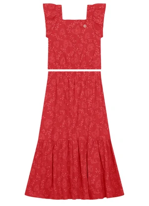 Brandili - Conjunto Infantil Menina de Borboleta Vermelho - BRANDILI