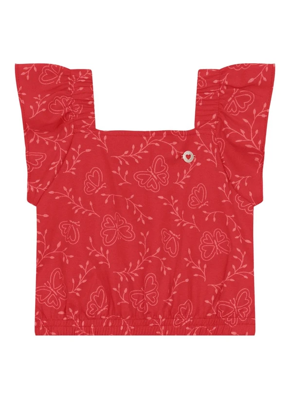 Brandili - Conjunto Infantil Menina de Borboleta Vermelho 3