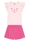 Brandili - Conjunto Infantil Menina de Borboletas Bege - variação: Rosa