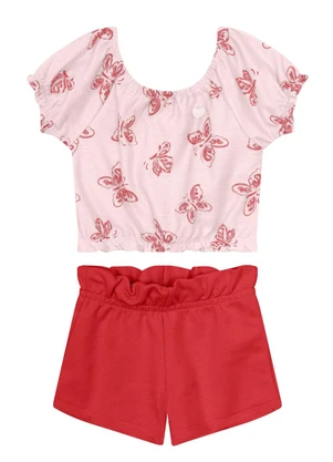 Brandili - Conjunto Infantil Menina de Borboletas Rosa - BRANDILI