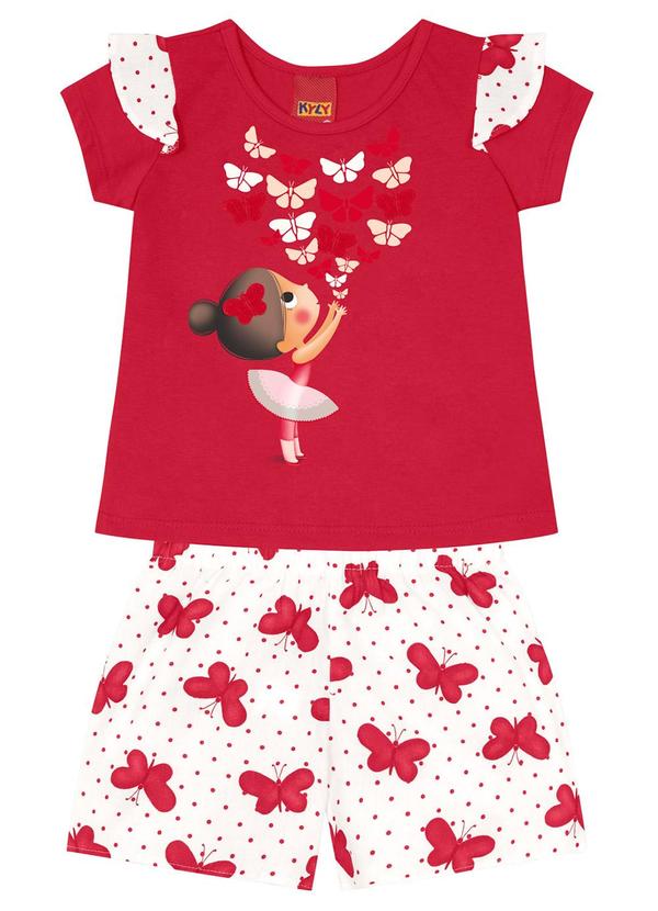 Kyly - Conjunto Infantil Menina de Borboletas Vermelho 2