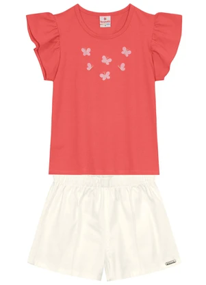 Brandili - Conjunto Infantil Menina de Borboletas Vermelho - BRANDILI