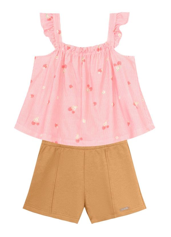 Brandili - Conjunto Infantil Menina de Cerejinhas Rosa