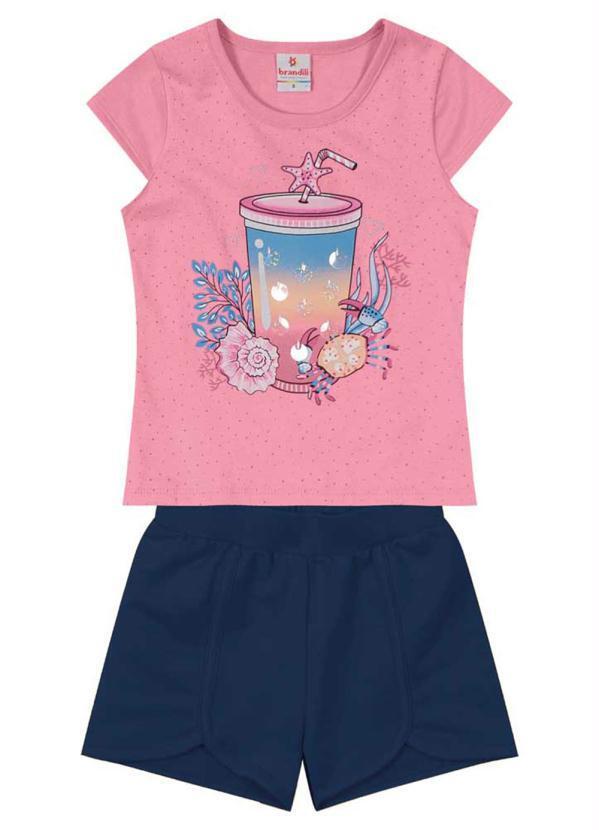 Brandili - Conjunto Infantil Menina de Copo Rosa