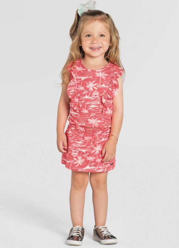 Brandili - Conjunto Infantil Menina de Coqueiros Rosa