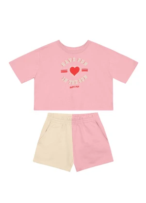 Brandili - Conjunto Infantil Menina de Coração Rosa - BRANDILI