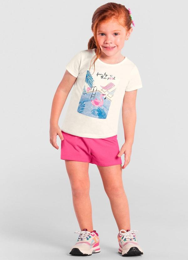 Brandili - Conjunto Infantil Menina de Flamingo Bege