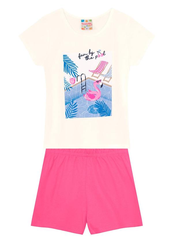 Brandili - Conjunto Infantil Menina de Flamingo Bege 2