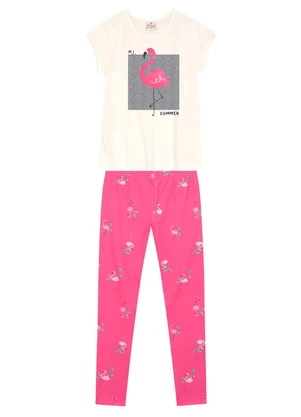 Brandili Conjunto Infantil Menina de Flamingo Bege