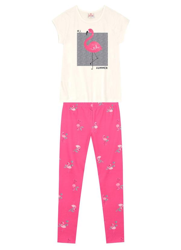 Brandili - Conjunto Infantil Menina de Flamingo Bege
