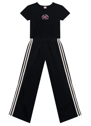 Brandili - Conjunto Infantil Menina de Flor Preto - BRANDILI