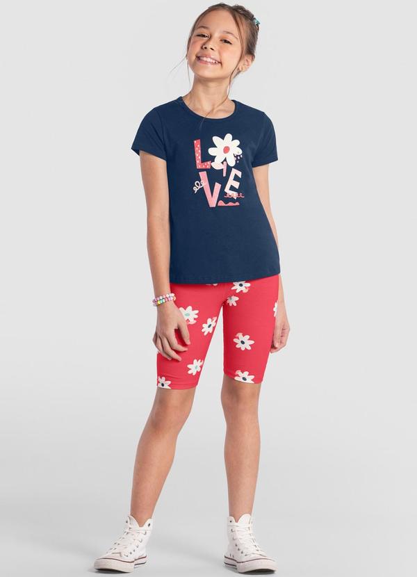 Brandili - Conjunto Infantil Menina de Flores Azul