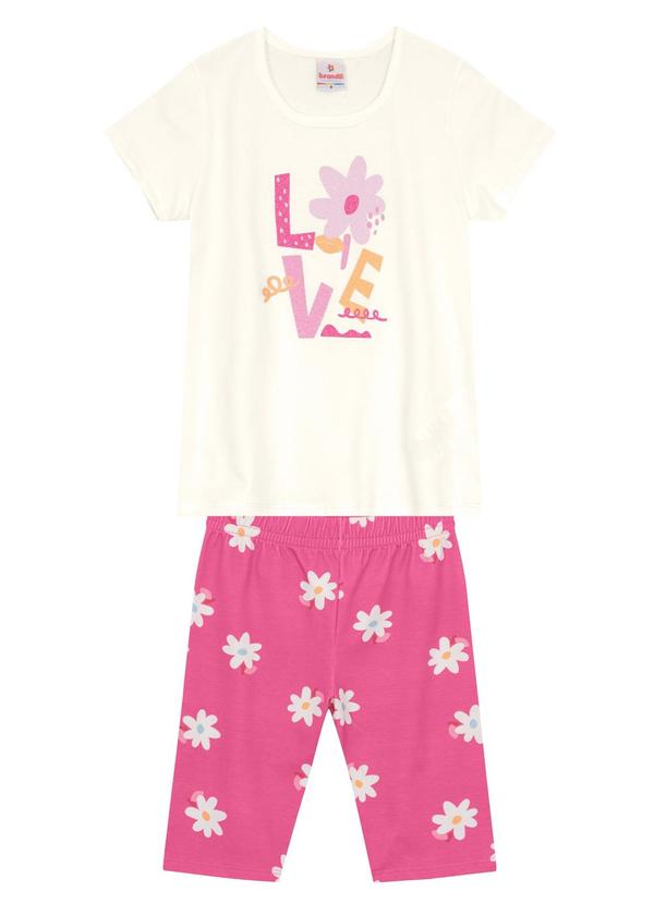Brandili - Conjunto Infantil Menina de Flores Bege