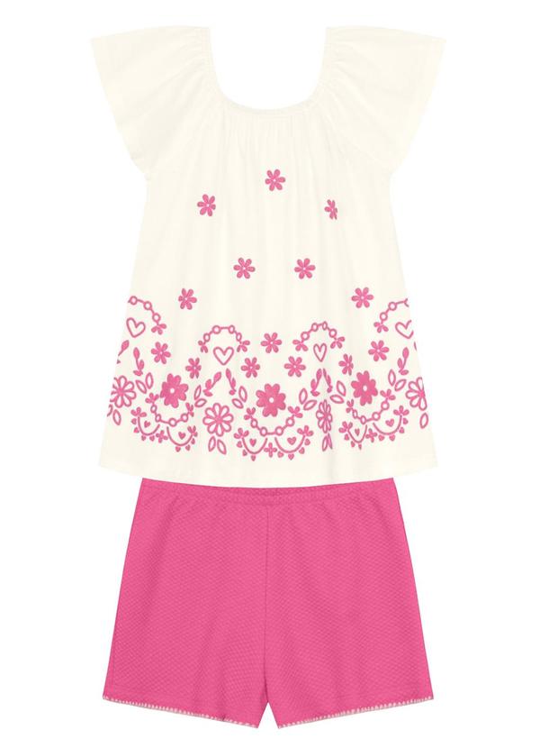 Brandili - Conjunto Infantil Menina de Flores Bege