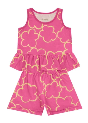 Brandili - Conjunto Infantil Menina de Flores Rosa - BRANDILI